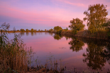 Linum lakes close to Fehrbellin, Brandenburg, Germany