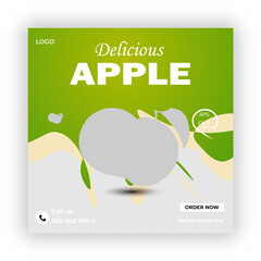Apple Fresh fruits social media post design template