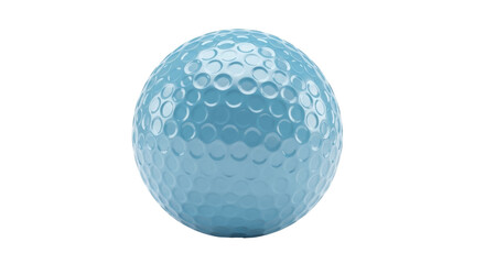 Light blue golf ball isolated PNG, textured sphere with dimples for sports equipment and recreational activity on transparent background