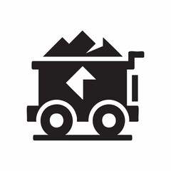 Black icon of a mine cart full of coal or ore