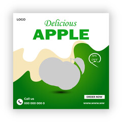 Apple Fresh fruits social media post design template
