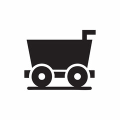 Black silhouette icon of mine cart
