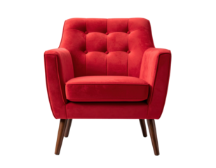 Red Upholstered Lounge Chair with Wooden Legs in Contemporary Interior Design