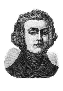 Adam Mickiewicz, 1798 - 1855, Polish national poet, political activist and leading figure of Romanticism, old vintage illustration, 1899