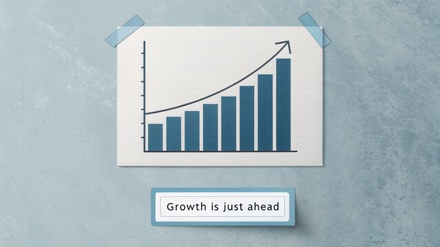 Overhead view of a bar chart representing business growth