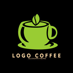 Coffee shop logo. Retro badge coffee beans and leaf branch with natural natural icon line stamp logo vector design modern hipster vintage style. Premium coffee shop bar brand symbol icon.