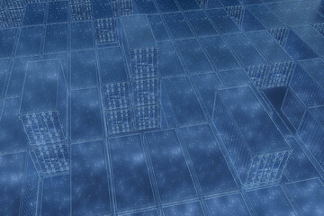 Warehouse of large containers with delivery