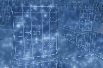 Warehouse of large containers with delivery