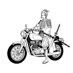 japanese woman in kimono, geisha black and white, vector art, flat design