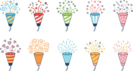 Set of flat design vector icons for awards, trophies, medals, and achievement symbols, representing success, quality, and recognition.