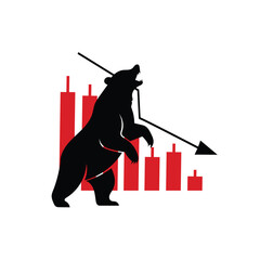 Bear Market Downtrend Candlestick Trading Icon Vector