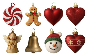 Fototapeta premium PNG Festive Christmas tree ornament collection, element set on transparent background