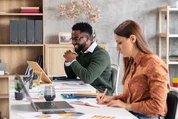 Diverse business team collaborating during an office meeting