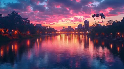 cali riverfront twilight glow columbian city video