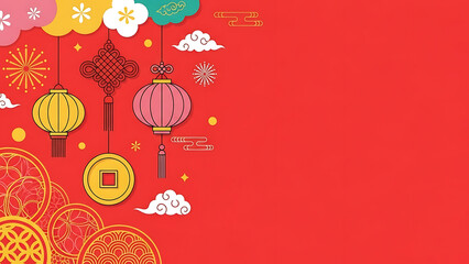 Vibrant chinese new year decorations with copy space