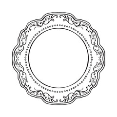 A plate drawn by hand in black line. Frame or border circular.