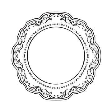 A plate drawn by hand in black line. Frame or border circular.