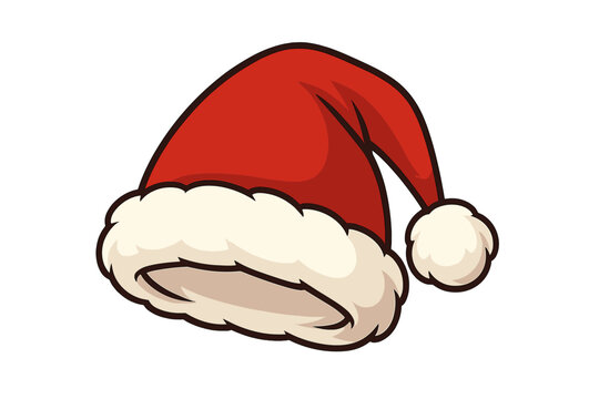 Festive Santa Hat. Santa hat with fluffy white trim and a soft red body, resting at a jaunty angle. The hat creates a cozy and whimsical mood, embodying the spirit of Christmas.