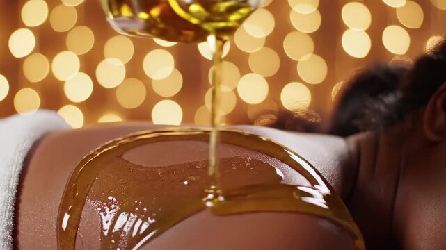 Relaxing aromatherapy massage with golden oil for ultimate wellness and spa pampering