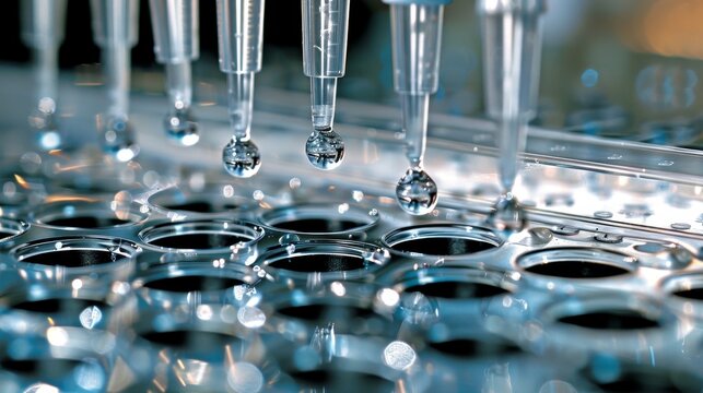 Scientific banner showcasing 8 channel pipette and 96 well plate for dna purification research