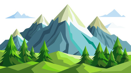 Fototapeta premium Vector illustration of mountain range isolated on white background