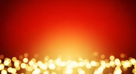 Red gradient background with golden bokeh lights at the bottom