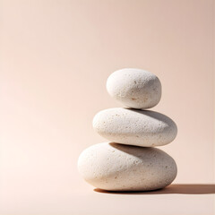 Stacked River Rocks Representing Balance, Stability, and Meditation 