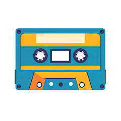 Obraz premium Retro blue and orange audio cassette tape for music playback.