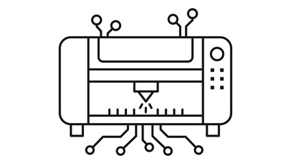 Smart laser cutter icon illustrating precision material cutting, intelligent automation, and industrial technology devic