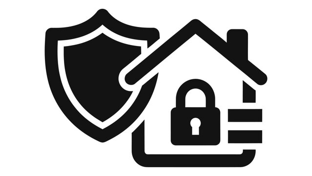 Smart home security system icon illustrating digital protection, safety, and automation for modern living spaces.