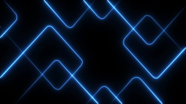 A vibrant abstract background featuring dynamic neon line patterns in shades of red. Motion graphics of neon glow line