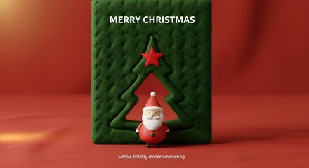 Festive christmas card with santa claus figure on red background