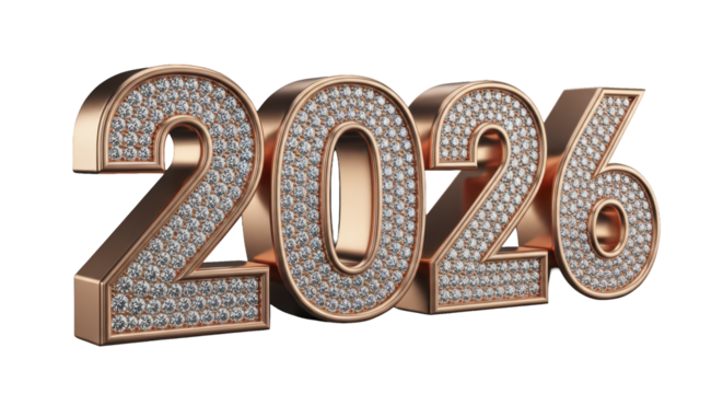 Elegant Diamond-Studded Numbers 2026 for a Sparkling New Year Design