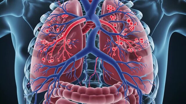 Dynamic 3D animation of human lungs with pulmonary circulation for educational videos
