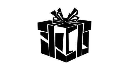 Modern geometric gift box silhouette with abstract edges