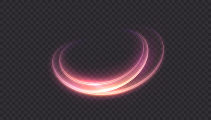A glowing circular energy ring with bright orange rays and neon glow on a dark background. The bright circular trail is suitable for HUD frames, backlighting, and accents in dynamic designs.	