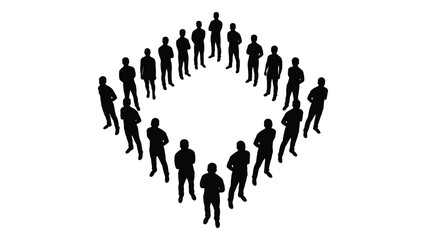 Naklejka premium People silhouettes in diamond formation isolated on white background, Vector