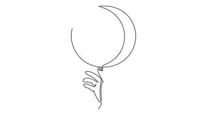 Animated self drawing of continuous line draw of Basketball. Spin the basketball ball on your index finger. Full length one line animation. 4K