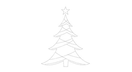 Dashed line christmas tree illustration with red green blue accents