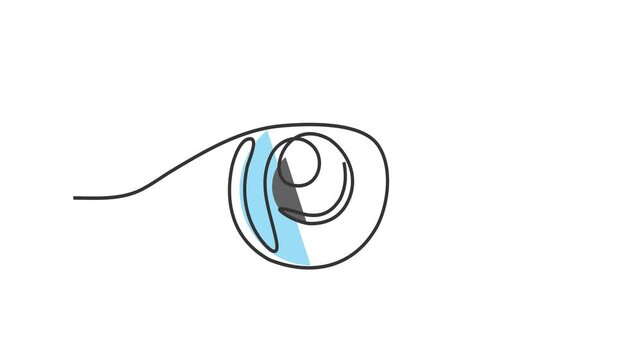 Animated self drawing of continuous line draw of human eye. Full length one line animation. 4K