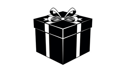 Obraz premium Bold silhouette gift box with thick edges on white
