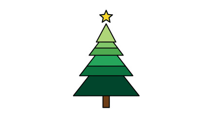 Modern flat christmas tree icon with crisp outline
