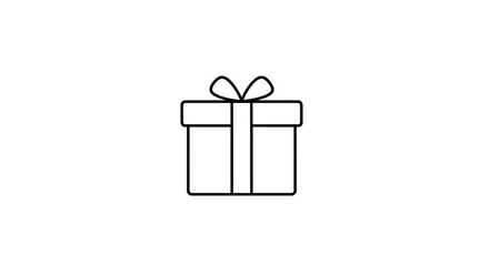 Simple flat outlined gift box with minimal bow graphic
