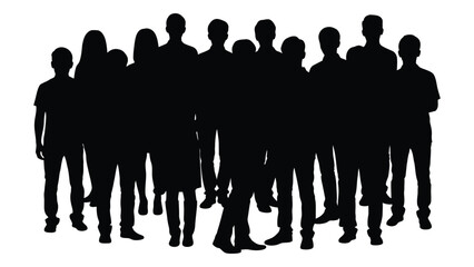 Diverse group of people silhouettes isolated on white background, Vector