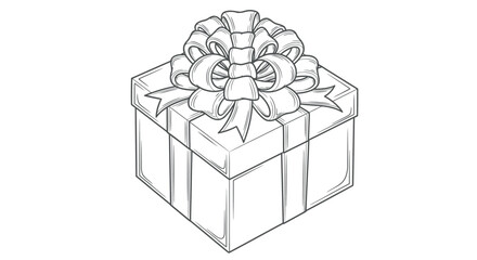 Elegant line art gift box with bow
