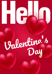 Valentine's Day. Realistic hearts. Vector design. Template for cards, banners, posters, and more.