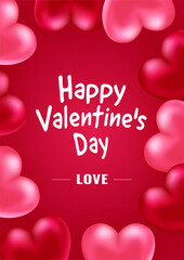 Valentine's Day. Realistic hearts. Vector design. Template for cards, banners, posters, and more.