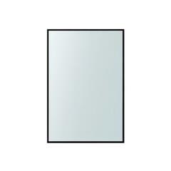 Fototapeta premium Rectangular glass mirror with thin black frame isolated on transparency background, sleek modern design for home or office decor