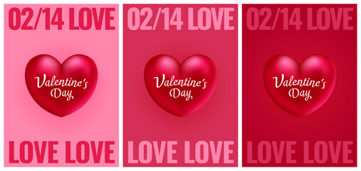 Valentine's Day. Realistic hearts. Vector design. Template for cards, banners, posters, and more.