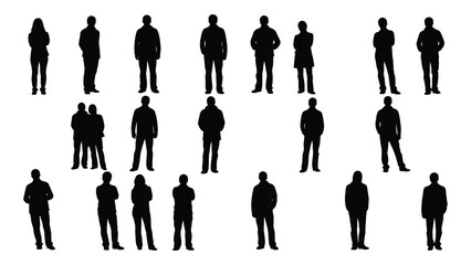 Collection of people silhouettes isolated on white background, Vector